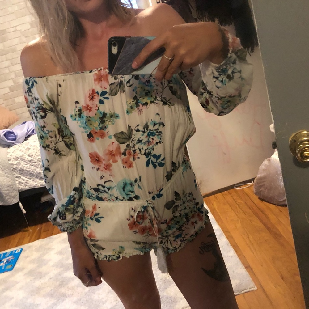 Cotton Candy Floral Off The Shoulder Romper